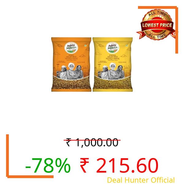 Adithi Millets Unpolished Combo Pack of 2, positive SHREE ANNA millet- Foxtail and Kodo(Arikelu/Kodra) chemical free, High Fibre and Plant based Protein Export quality Ideal for Fasting, Rice Replacement| Gluten - Free | Non - GMO | Each pack 450g gross wt 1kg, Sourced and processed at own factory. (2, 900g)