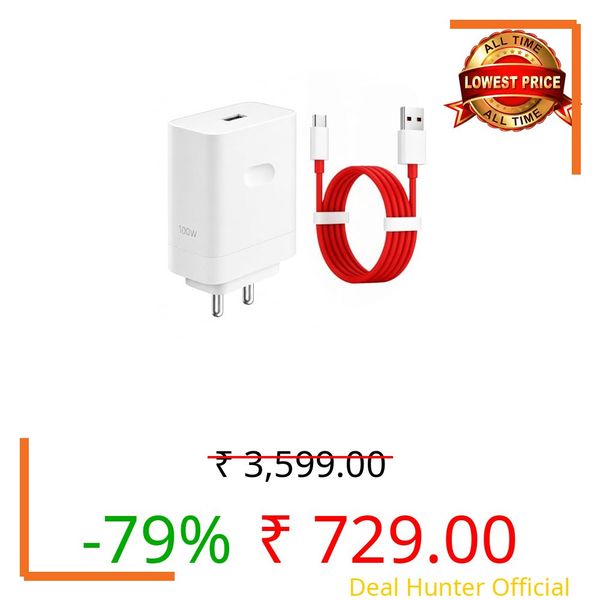 100W USB-A to Type-C Fast Charger & Cable Compatible with Oneplus/Oppo/Xiaomi/Realme/Samsung/Nothing/Poco/Motorola & Other Type C Devices