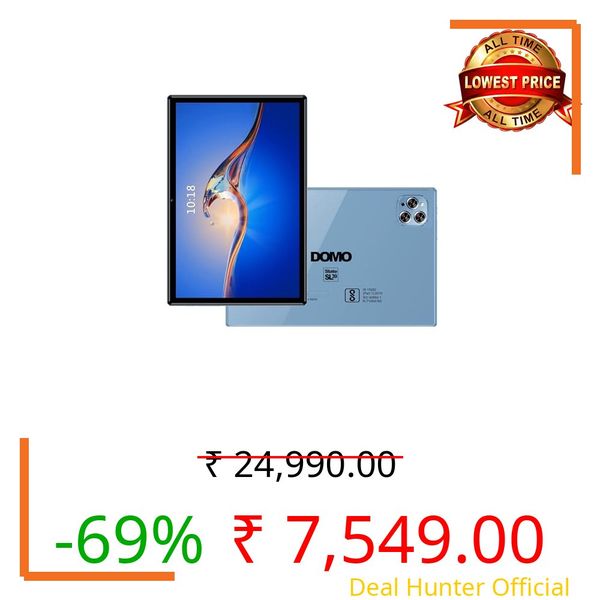 DOMO Slate SL39 10.1-Inch 4G Tablet PC, 4GB RAM + 32GB inbuilt Storage,1TB Expandable, Bluetooth, Dual SIM Slot, Octa Core CPU, GPS, [Blue]