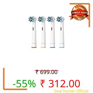 Luxeeva® For Oral B Electric Brush Head, EB-50A Replacement Brush Heads Compatible with Oral-B Electric Toothbrush | 4-Pack Soft DuPont Bristles for Gum Health & Plaque Removal | Fits Vitality, Pro, Precision & More