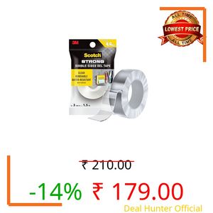 3M Scotch Double Sided Gel Tape, Heavy Duty, Multi-Purpose, Transparent, Strong Grip Nano Tape, Holds Upto 4.4KG per mtr, Water Resistant, Removable, Multi-Surface, Re-usable, 1 Roll (3cmx1.5m)
