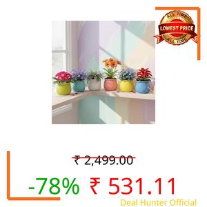Xtore® 6Pc Vibrant Honeycomb Textured Ceramic Planter for Indoor Plants & Succulents | Colorful Decorative Flower Pots for Home, Office Desk, Windowsill & Shelf Styling (Multicolor - Planters only)
