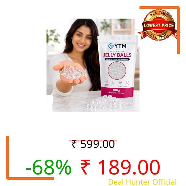 YTM White Round Water Beads Jelly Balls - Crystal Gel Water Beads for Vase Fillers, Flower Pots, Home Decoration, Wedding & Diwali Decor, Plant Water Storing Gel - 100g (White)