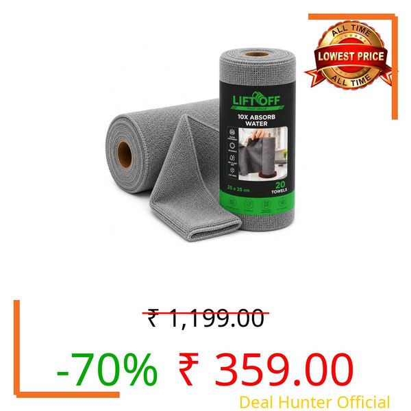 LIFTOFF Microfiber Cleaning Cloth Roll 40 Sheets,8000 Times Washable Kitchen Cleaning Towels Highly Absorbent Quick Dry & Lint-Free Cloth Roll |Tearable Multipurpose Wipes for Kitchen, Car,Glass Use