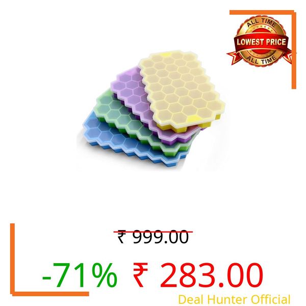 CLOUDVALLEY 4 Pack Silicone Ice Cube Trays with Lids Easy-Release Hexagon Ice Maker for Freezer, Reusable Food-Grade Ice Molds for Cocktail Bar, Whiskey, Iced Coffee & Home Kitchen (Multi Color)
