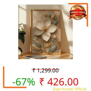 NoWorries Floral Botanical Wall Painting with Frame | Premium Textured Flower & Leaf Artwork, Pastel Nature Wall Decor Framed for Living Room Bedroom Office and Home Decoration (Art-4,13x19inch)