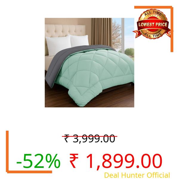 Story@Home Reversible AC Comforter 220 GSM Lightweight Microfiber Summer Blanket for Double Bed (90x100 Inches) | Soft Cooling Quilt, Breathable All Season Duvet for AC Room - Mint Green & Grey