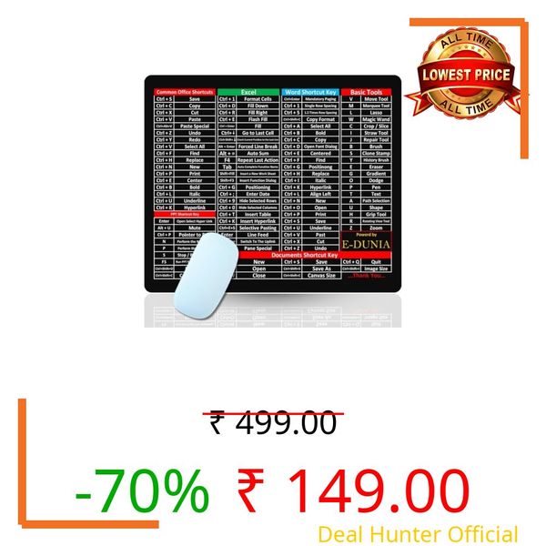 Best Shortcut Key Mouse Pad for Windows, MS Office, Excel, Word, PowerPoint & Keyboard Commands Reference | Non-Slip Rubber Base | Educational Mouse Pad for Office, Home, Students & Professionals
