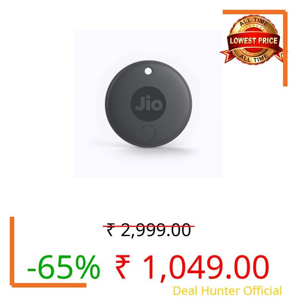 JioTag (2nd Generation) (Grey) - Android or iOS Compatible IP64 Rated Worldwide Item Finder for Keys, Wallets, Luggage, Gadgets and More |1+1 Year Battery | No SIM Needed