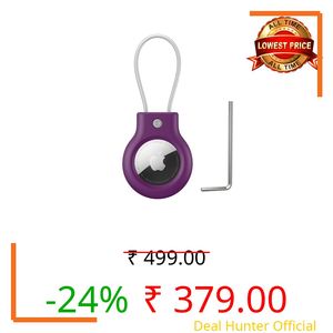 Meliya at Holder for Apple at Secure Holder with Wire Cable, 4 Pack Air Tag Lock Case Keychain Key Ring Key Chain Luggage Tag for Keys, Luggage & More - Dark Purple