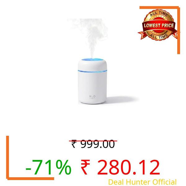 Vorelix Humidifier for Room Moisture, 300ML Mini Cool Mist Ultrasonic Air Humidifier for Bedroom, Car, AC Room & Home with Colorful LED Night Light, USB-C Powered, Quiet, Auto Shut-Off (WHITE)