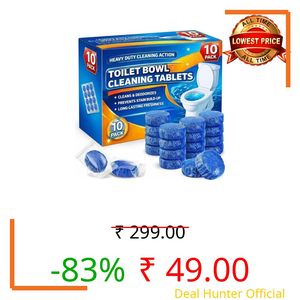 Pack of 10 Automatic Flush Toilet Bowl Cleaner Tablets, Bathroom Toilet Tank Cleaner, Powerful Cleaning Ball Toilet Blue Deep Clean Bubbles, Mild Lemon Scent (10 Blue)