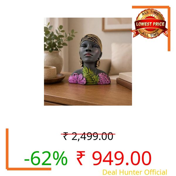 The C A F African Lady Idol, for Home Decor | Decorative Tribal Woman Showpiece | Modern Art Accent for Living Room Table Console Office (Pack of 1) (TW02)