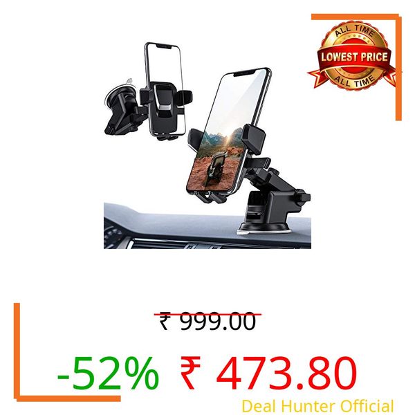 TICILFO Easy One Touch Dashboard & Windshield Universal Car Mount Phone Holder Desk Stand with Suction Cup Base and Telescopic Arm for iPhone, Samsung, Google, More Smartphones- CLOUDVALLEY