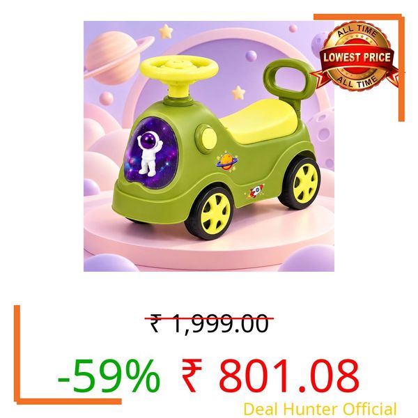 Lifelong Astro Ride On Push Car for Kids 1–4 Yr | Distraction Free Non Musical Ride On Toy with Easy Installation, Steering Wheel, Under Seat Storage | Sturdy 35 kg Capacity Indoor Outdoor Fun (Green)