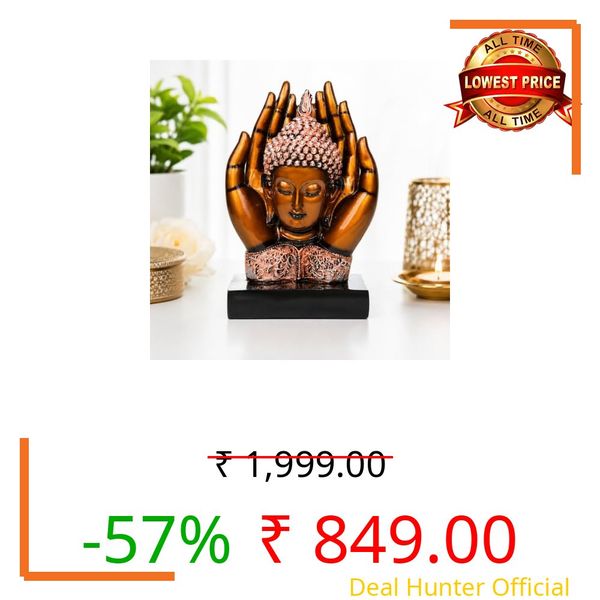 ZAICUS Buddha Head in Praying Hands Showpiece for Home Decor, Meditating Buddha Statue, Spiritual Tabletop Figurine for Living Room, Office Desk & Zen Decoration