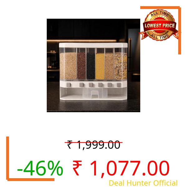 Loomora Enterprise Wall-Mounted Grain Dispenser For Kitchen Storage Containers Organizers Box for Cereals, Pulses, Multigrain Pulses Dal Grain & 10 Kgs Capacity