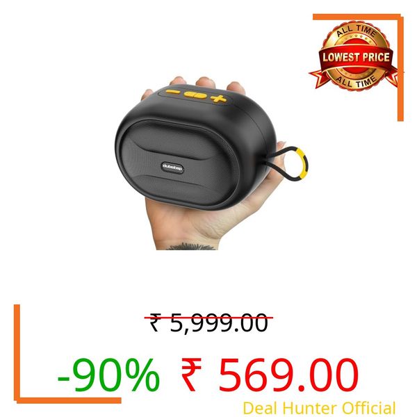 Dubstep Pop 1210 Portable Bluetooth Speaker | 12W Loud Sound, Deep Bass with XBASS, 16 Hrs Playtime, TWS Stereo Pairing, 52mm Driver, Splash-Resistant, Carry Strap (Black)