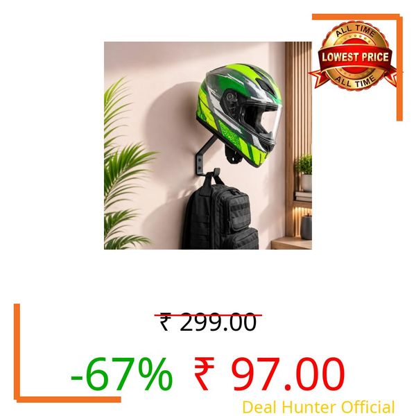 L3 MODZ Wall-Mountable Helmet Holder – Sturdy Metal Helmet Hanger for Motorcycle, Gloves, Jacket, Helmet Hanger (Pack of 1)