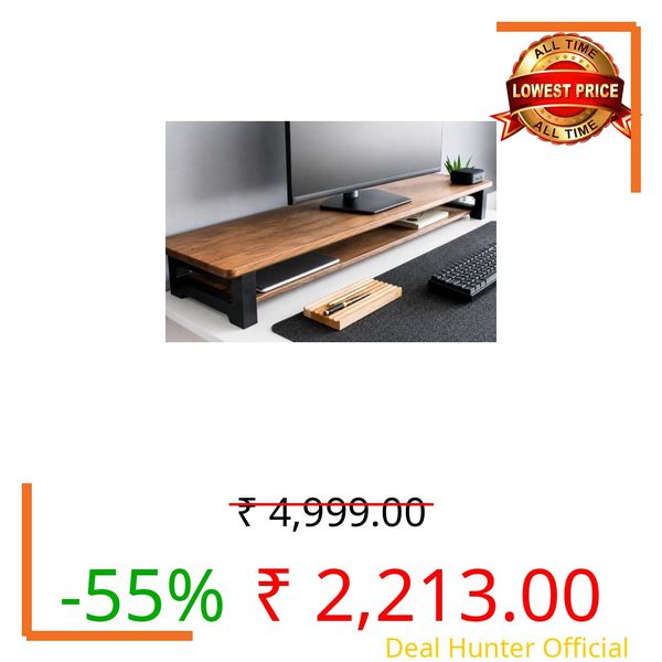 carpentray 66cm Long Wooden Monitor Stand with Storage Organizer for Desk, Tables, Office, Home, Studio, Study Table | 66x20x11cm (Dual Tone, 66cm Long)