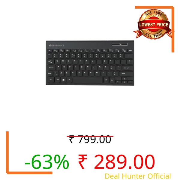 Zebronics K16 Wired Keyboard, 79-Key Layout with Integrated Multimedia Keys, 1.1m Cable Length, ₹ Rupee Key, UV Coated Keys, Spill-Proof Design, USB Interface, Slim & Compact Design
