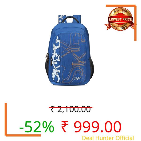 Skybags Brat Pro Max 35L Laptop Backpack (Upto 15.6"), 3 Compartments,Azure