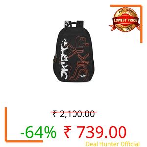 Skybags Brat Pro Max 35L Laptop Backpack (Upto 15.6"), 3 Compartments,Black