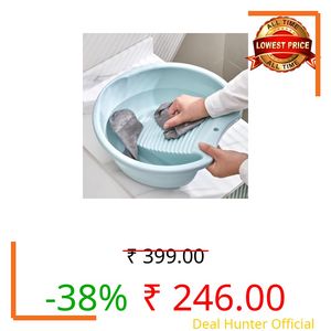 Stronwik Plastic Wash Board for Clothes Washing | Anti-Slip Laundry Scrubbing Board with Basin Design | Durable Hand Wash Board for Small Clothes, Baby Clothes, Socks & Delicates | (1 Piece) (Blue)