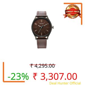 Titan Plain 3 Hands Classique Brown Round Dial Brown Colour Leather Strap Mens Watch - 10024QL01