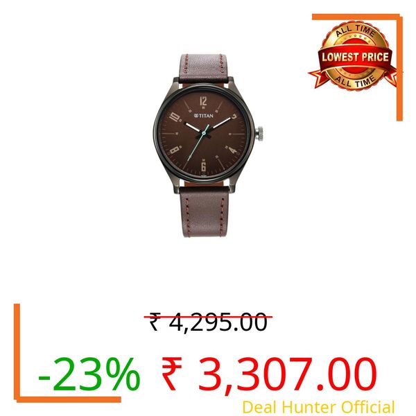 Titan Plain 3 Hands Classique Brown Round Dial Brown Colour Leather Strap Mens Watch - 10024QL01