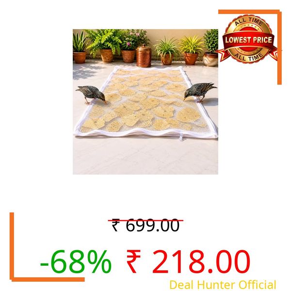 Nibbler® Papad Drying Cloth with Net Zip (65x90cm) | Food Drying Cloth for Sun Drying | Reusable Mesh Drying Mat for Papad, Millets, Grains, & Dry Fruits | Protects from Birds, Dust & Insects