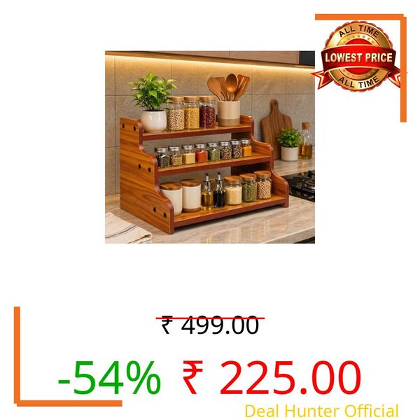 Craftland 3-Tier Spice Rack, Spice Storage Holder, Kitchen Pantry Cabinet Organizer Cupboard, Wood Step Shelf Countertop for Spice Bottles, Jars, Seasonings, Baking Supplies