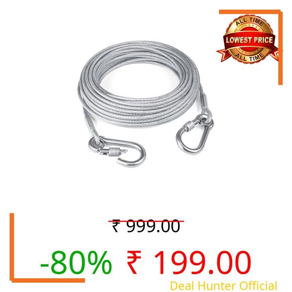 Heavy Duty Steel Wire for Clothes Drying Rope with Hooks | Strong Steel Clothesline for Balcony, Bathroom, Travel & Camping | Rust-Resistant Durable Cloth Line for Indoor & Outdoor Use (5 Meter)