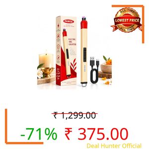 PANCA Electric Arc Lighter USB Rechargeable Long Handle Plasma Lighter, Windproof Flameless Gas Stove with Safety Lock for Kitchen, Candle, Diya, Pooja, BBQ & Camping