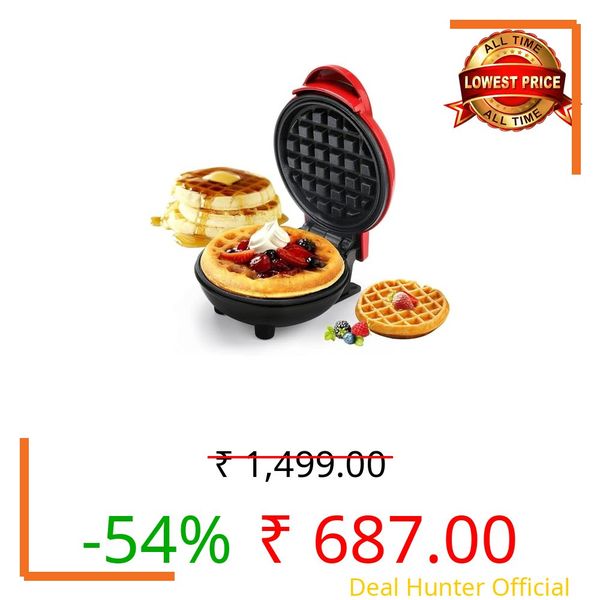 Mini Waffle Maker Machine 3 In 1 Waffle Iron Home Appliances Kitchen Easy To Clean, 4 Inch, Perfect For Breakfast,Dessert, Sandwich, Pan Cakes, Other Snacks|Assorted - 350 Watts (Mini Waffle Maker)