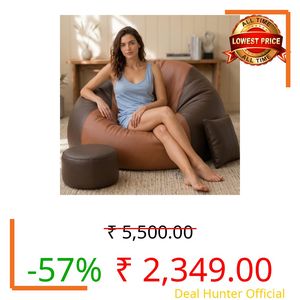 Biggie Bean Bag 5XL Bean Bag Chair with Beans Filled - The Classics Bean Bag Sofa - Combo Set-Styled for Elegance with Free Cushion & Footrest (Matching Color : Xevix Tan-Brown-Brown)