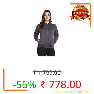 Alan Jones Clothing Women's Solid Zipper Hooded Sweatshirt | Front Zip, Ribbed Hem, Lined Hood, Casual Winter Wear (Stone_5XL)