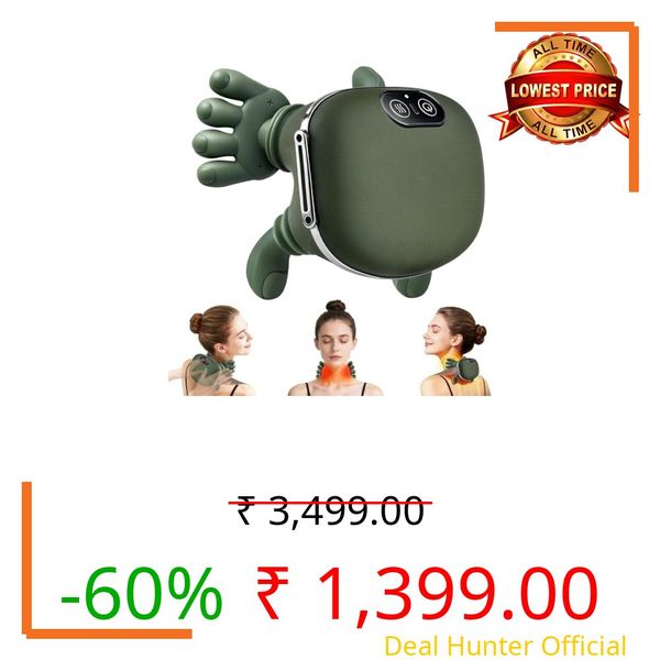 Bionic Heated Massager, Wireless Portable Shiatsu Neck and Back Massager, Electric Deep Tissue 4D Kneading Massage, Simulated Human Hand Design for Pain Relief and Muscle Relax S4