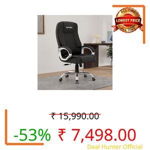 beAAtho® Vintage Executive High Back Ergonomic Fabric Office Chair with 3 Years Warranty | Revolving Director & Boss Seating | Orthopedic Design | Fabric Black