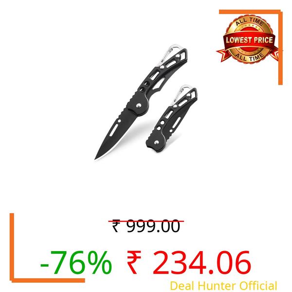 JENIRA Kitchen Knife Foldable Manual Knife Stainless Steel Blade Portable Folding Knife for Kitchen, Home & Office | Multipurpose Cutting Knife for Fruits, Vegetables,Everyday Use | Black