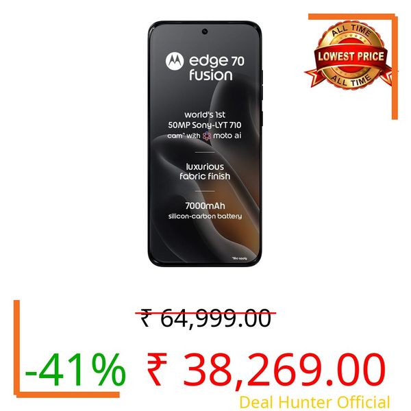 Motorola Edge 70 Fusion 5G (Pantone Silhouette, 12GB RAM, 512GB Storage) | AI Features | 6.78-inch 144Hz AMOLED | Snapdragon 7s Gen 4 | 50MP + 13MP Camera | 32MP Selfie | 7000mAh | 68W TurboPower