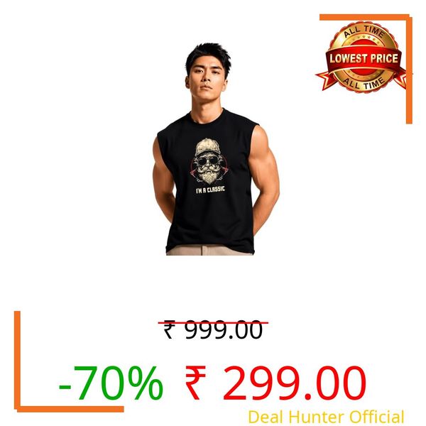 Men's Sleeveless Tank Top Premium Cotton Blend Muscle Fit Gym Vest | Casual Summer Shirt | Breathable & Lightweight Fitness Wear for Gym, Running & Daily Use (IN, Alpha, S, Regular, BLK-CLASIC)
