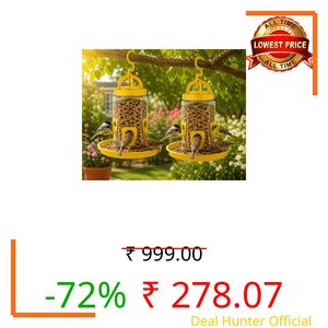 BRAMHGOPAL Hanging Bird Feeder, Yellow, Pack of 2