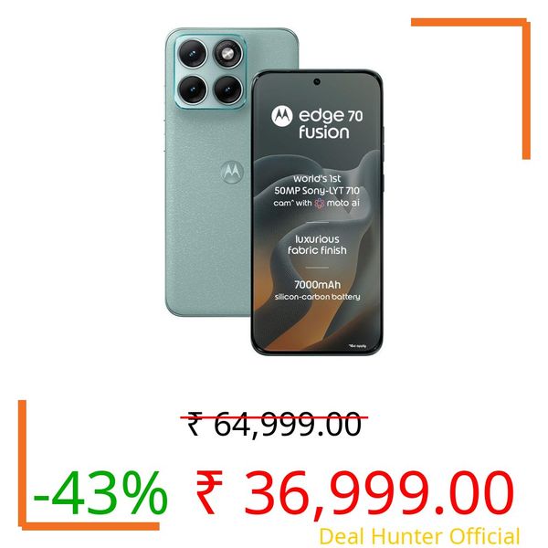 Motorola Edge 70 Fusion 5G (Pantone Blue Surf, 12GB RAM, 512GB Storage) | AI Features | 6.78-inch 144Hz AMOLED | Snapdragon 7s Gen 4 | 50MP + 13MP Camera | 32MP Selfie | 7000mAh | 68W TurboPower
