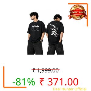 LM STUDIO Soul Oversized T-Shirt for Men Women, Unisex Black