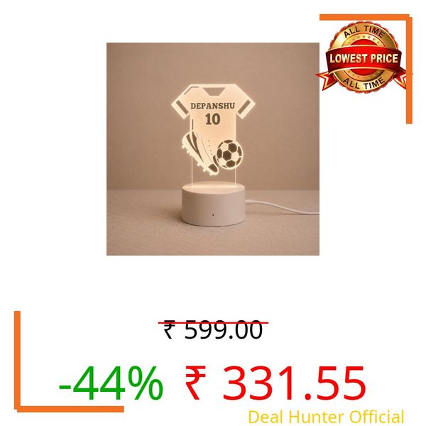 Isthir Premium Football Jersey LED Lamp with Warm White | Customizable Name & Number