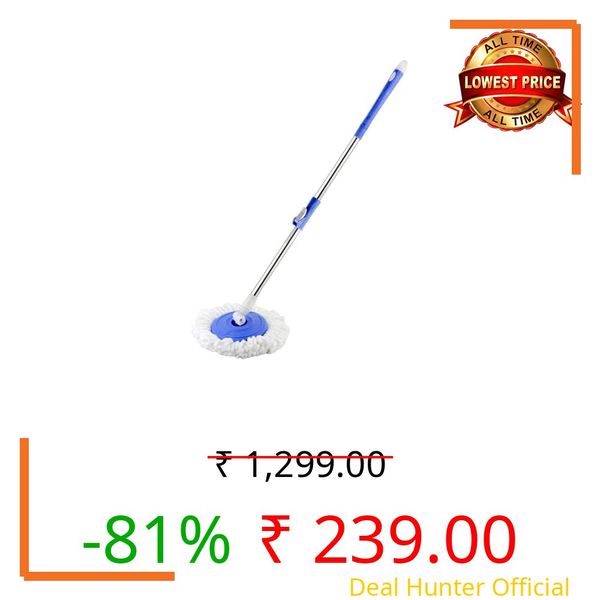 Feyora Mop Stick for Floor Cleaning, 360 Degree Spin Mop Stick Rod with Microfiber Refill Standing Magic Pocha with Easy Grip Handle Floor Cleaning Supplies Product for Home, Office (Multicolor)
