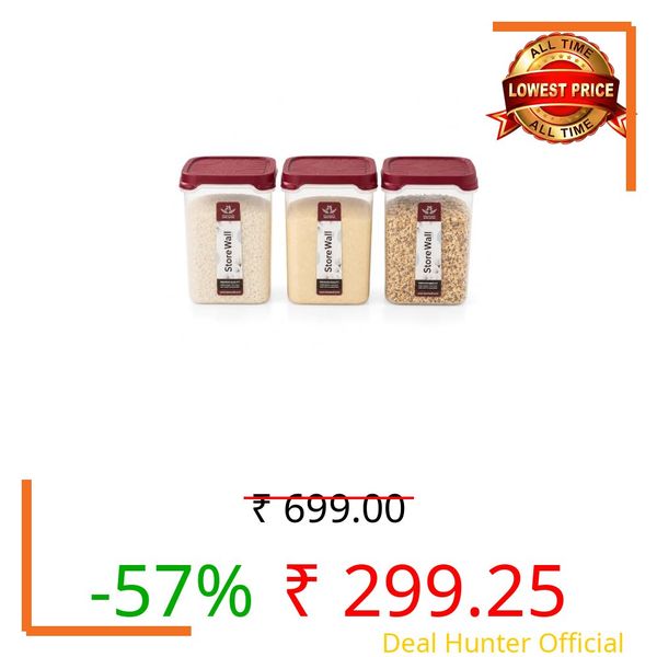 SR AirTight Plastic Storage Container Set for Kitchen | Pantry Organizers Kitchen Items,Fridge Storage Boxes | Leak-Proof and Space-Saving, Container for Spices, Atta, Grains (Maroon, Set of 3 (2.4L))