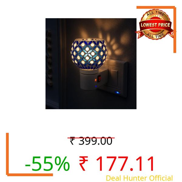 RUPIKA | Electric Ceramic Aroma Diffuser Kapoor Dani | Camphor Diffuser Incense Burner Holder Kapoor Dani with Night Lamp for Home, Office (Blue)