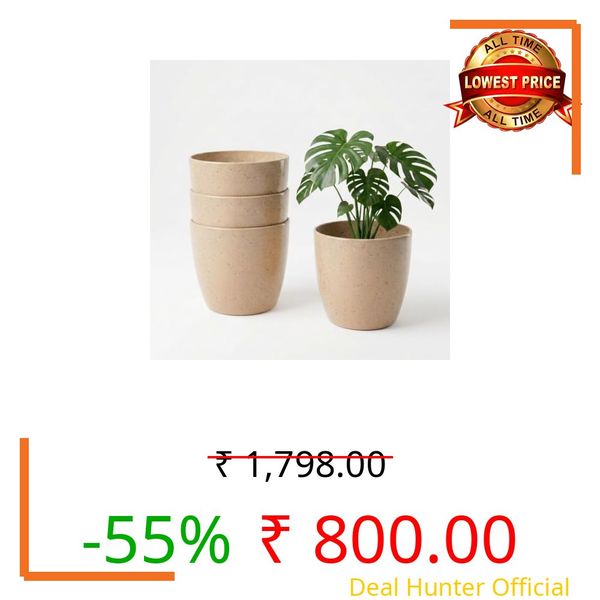 YUCCABE ITALIA SHERA Stella Plastic Plant Pot, Stone Beige, 10 Inch